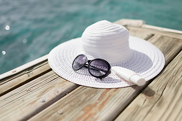 Image showing close up of beach accessories at seaside