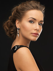 Image showing woman with diamond earrings