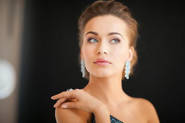 Image showing woman with diamond earrings