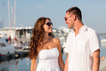 Image showing smiling couple in city