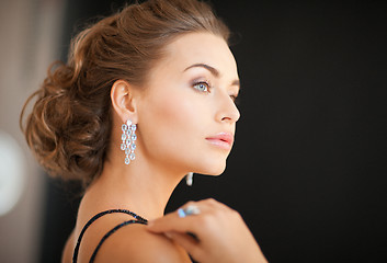 Image showing woman with diamond earrings