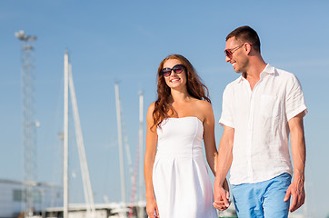 Image showing smiling couple in city