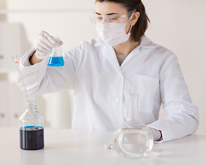 Image showing close up of scientist making test in lab