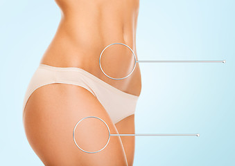 Image showing close up of woman hips and torso with magnifier