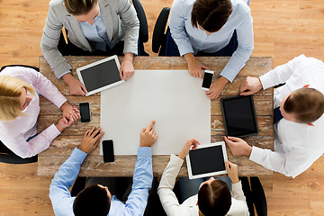 Image showing business team with smartphones and tablet pc