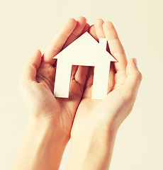 Image showing woman hands with paper house