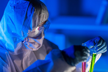 Image showing close up of scientist making test in laboratory