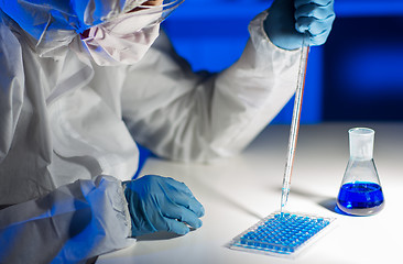 Image showing close up of scientist making test in lab