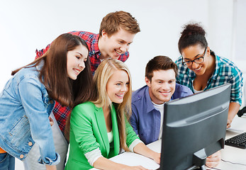 Image showing students with computer studying at school