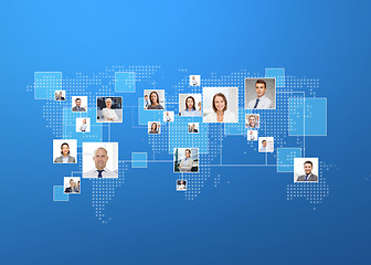 Image showing pictures of businesspeople over world map