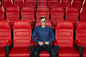 Image showing young man watching movie in 3d theater