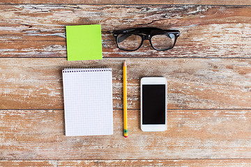 Image showing close up of office stuff on table