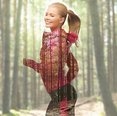 Image showing happy woman running or jogging