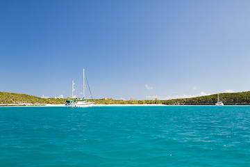 Image showing white boat at blue sea