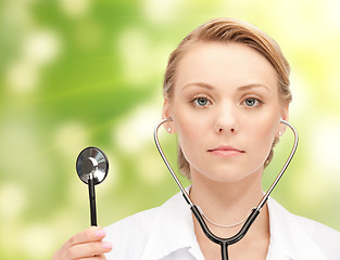 Image showing young female doctor with stethoscope