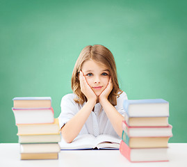 Image showing happy student girl with books at school