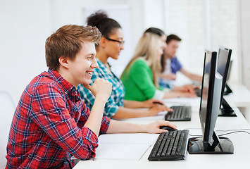 Image showing student with computer studying at school