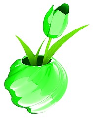 Image showing Tulips with leaf in vase