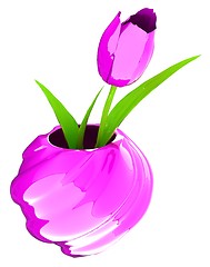 Image showing Tulips with leaf in vase