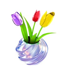 Image showing Tulips with leaf in vase