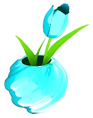 Image showing Tulips with leaf in vase