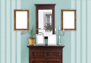Image showing Wall picture frame with striped mint