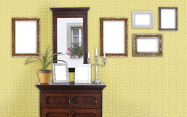 Image showing yellow wall with picture frame