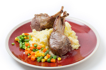 Image showing Lamb chops meal