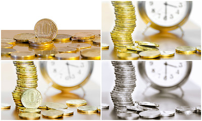 Image showing Collage of coins and watches