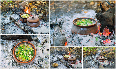 Image showing Collage - cooking in the pot 