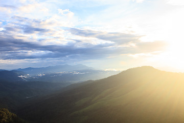 Image showing  green mountains and forest on top veiw