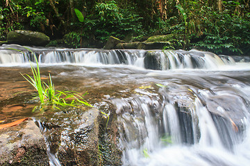 Image showing waterfall and rocks covered with moss