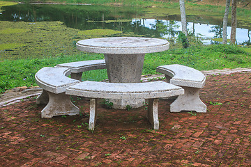 Image showing Benches made of stone