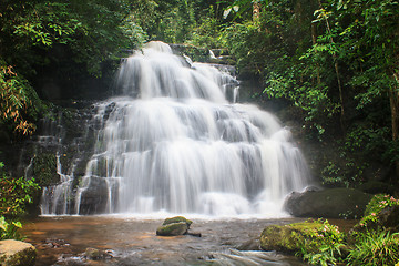 Image showing waterfall and rocks covered with moss