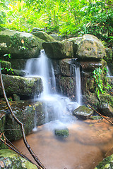 Image showing waterfall and rocks covered with moss