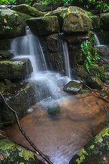 Image showing waterfall and rocks covered with moss