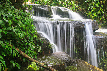 Image showing waterfall and rocks covered with moss