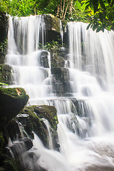 Image showing waterfall and rocks covered with moss