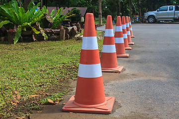 Image showing traffic warning cone  in parking area