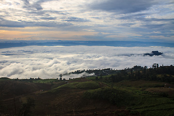 Image showing sea of fog with forests as foreground