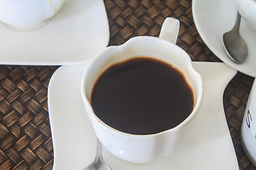 Image showing  black  coffee on wooden table