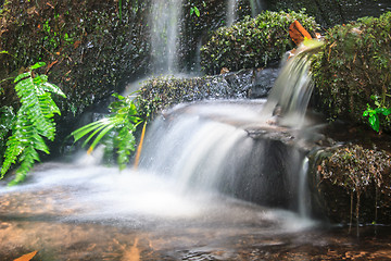 Image showing waterfall and rocks covered with moss