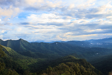 Image showing  green mountains and forest on top veiw