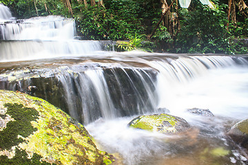 Image showing waterfall and rocks covered with moss