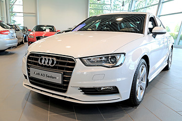 Image showing White Audi A3 Sedan On Display