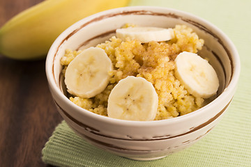 Image showing Fresh millet porridge with banana