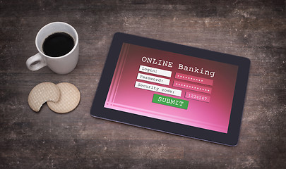 Image showing Online banking on a tablet