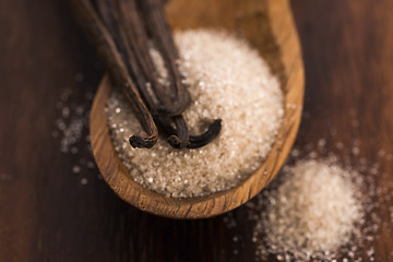 Image showing vanilla sugar and vanilla beans