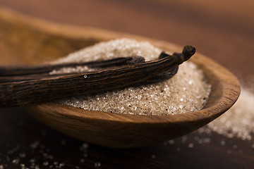 Image showing vanilla sugar and vanilla beans