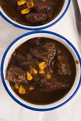 Image showing Tasty winter traditional hot pot stew with meat and vegetables 